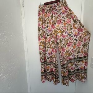 Angie pants M Multicolor Floral Wide Leg beachy coastal vacation festival boho